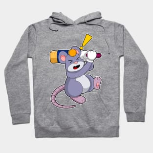 Mouse at Cricket with Cricket bat Hoodie